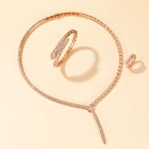 Gold v Hoge versie Nieuwe elastiek Open met micro -set zirkoon vergulde volledige diamant n slang botarmband 658180