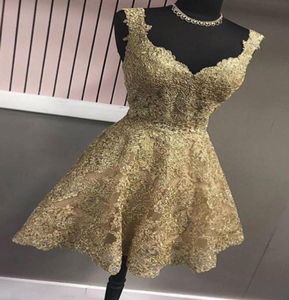 GOUD V HALL Homecoming Short prom jurken goedkope v nek met riemen kant bodice a line prinses new 2022 afstudeerfeest formeel dr8292209