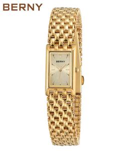 Gold Watch for Women Luxury Rectangle Women039s Wristwatch Golden Quartz Clock en acier inoxydable Match Montre Femme 2201053022065