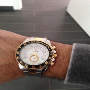 Gouden Horloge Mannen GMT Draaibare Bezel Saffierglas Roestvrij stalen Band Sport Quartz Horloge reloj relogio 44 MM H1012259q