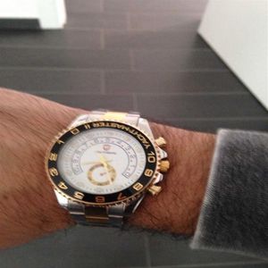 Gouden Horloge Mannen GMT Draaibare Bezel Saffierglas Roestvrij stalen Band Sport Quartz Horloge reloj relogio 44 MM H1012283D