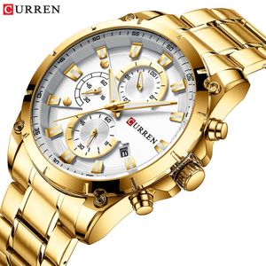 Montres en or pour hommes de luxe de marque Curren montre-bracelet à quartz mode sport et montre d'affaires causale horloge masculine Reloj Hombres Q0524
