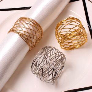 Anneaux de Serviette tissés en or, boucle de Serviette, support rond en argent, mariage, hôtel, Table, dîner, D0326