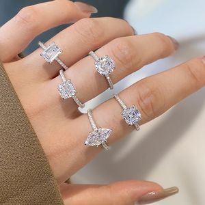 Gold Wed Designer Ring voor vrouw 925 Sterling zilveren diamant rond ovale zirkonia dames liefde eeuwigheid belofte bruiloft verlovingsringen doos maat 5-9