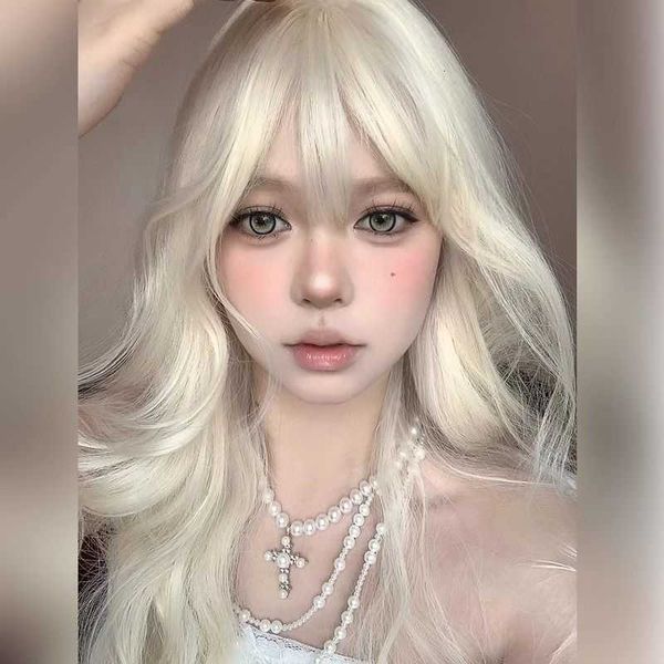 Wig Gold Fomens Natural Full Head Cover Européen et Américain Blanc Cos Barbie Lolita Long Curly Hair Wool Curls