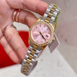 Reloj dorado para mujer Relojes de pulsera de diseño de 28 mm de primeras marcas Relojes de mujer con diamantes para mujer Regalo del día de la madre de Navidad de San Valentín Reloj con banda de acero inoxidable