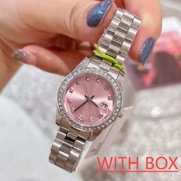 Gouden vrouwen kijken topmerk 31mm designer polshorloges diamant dame horloges voor dames valentijns kerstmis Moederdag cadeau roestvrijstalen band klok