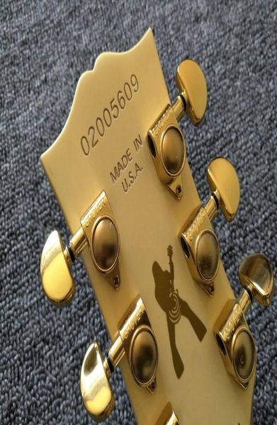 Tinta Gold Zakk Wylde en la parte posterior de Headstock Interruptor de anillo negro mejorado Zakk Wylde Bullseye Black Cream Electric Guitar EMG Active6949876