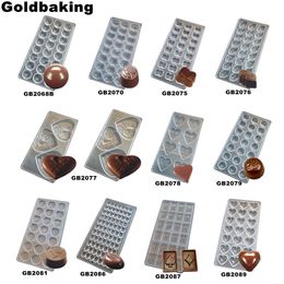 Goldbaking Hart Polycarbonaat Chocoladevorm PC Muntstuk Chocoladevorm DIY Bakken Tools T200703