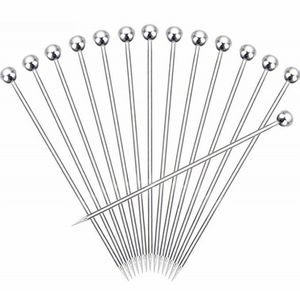 Goldbaking Rvs Cocktail Picks Fruit Stick Tandenstokers Martini Glass Pick Dessert Vorken 4,3 inch 11cm Keukengereedschap