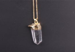 Collier pendentif en pierre précieuse Druzy couleur or clair blanc cristal Point pendentif Drusy cristal Quartz collier pendentif 7154742