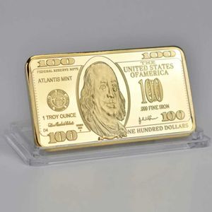Monedas conmemorativas de oro, moneda de dólar de EE. UU., barra de artes y manualidades, insignia de Metal cuadrada, colección artesanal, moneda de recuerdo