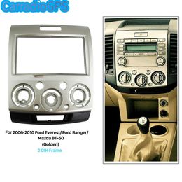 Gouden 2 Din Autoradio Fascia voor 2006-2010 Ford Everest Ranger Mazda BT-50 Audio Cover Dash Kit DVD Frame Panel232N