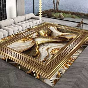 Tapis abstrait doré décoration de chambre de luxe tapis de grande surface tapis de côté de canapé pour salon tapis de sol de salon doux et moelleux HKD230901