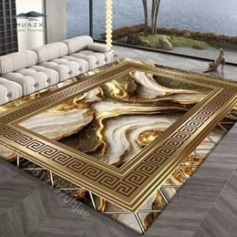 Gouden abstract luxe tapijt voor slaapkamer grote gebied tapijten sofa zijde tapijten woonkamer zachte flanel lounge vloer matte decoratie 240424