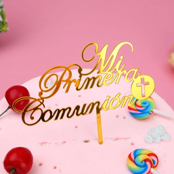 Golden Acrylique Happy Birthday Cake Topper Spanish Language Birthday Party Cake Toppers For Kids Holiday Cadeaux Decoration Dessert