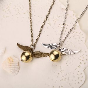 Gouden Bal Ketting Vlieg Antiek Brons Zilver Kleur Vleugel Hanger Steampunk Vintage Retro Film Sieraden Mannen Groothandel 220217