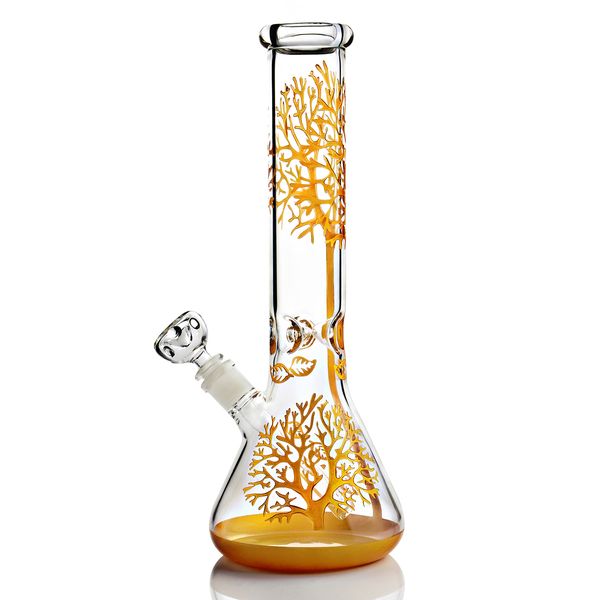 Golden Beaker Bong Tube droit Bongs avec Downstem Tree Oil Rigs Heady Glass Recycler Livraison gratuite