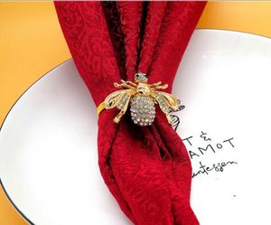Anillos de servilleta de abeja dorada, vajilla de hotel de restaurante occidental de alto grado, hebilla de doble perla, anillo de toalla de papel para el hogar