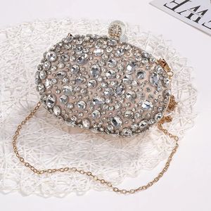 Fête d'anniversaire dorée Luxury Crystal Silver Diamond Sacs Femme Femme Pourse Mariage Pink Bridal Boutique Clutch 240426