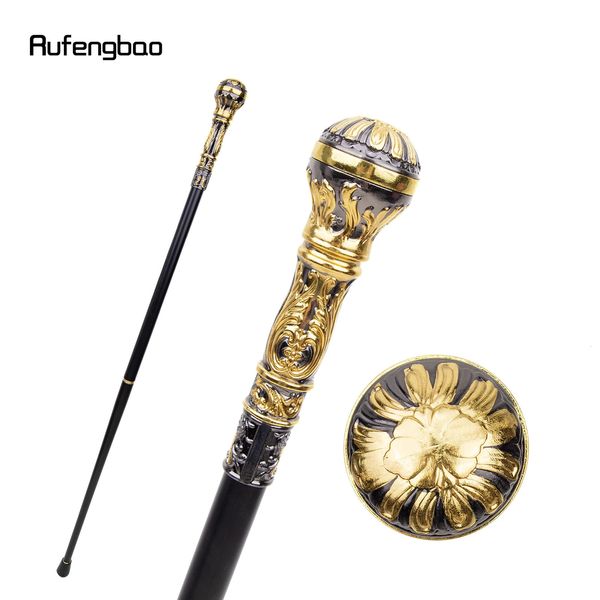 Golden Black Luxury Round Handle Fashion Walking Stick pour fête Decorative Walking Canne Elegant Crosier Knob Walking Stick 93CM 240416