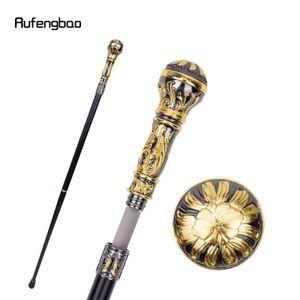 Golden Black Luxury Round Handle Walking Stick met verborgen plaat Zelfverdediging Mode Plaat Cosplay Crosier Stick 93cm 240416