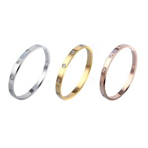 Gouden armband modepaar titanium stalen armband trendy volledige diamant armband sieraden