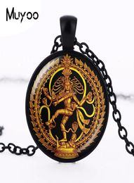 Collar de Buda de Oro Danza de la Destrucción Lord Shiva Joya de vidrio colgante Budista deidad hindú Amuleto espiritual Hz16985471