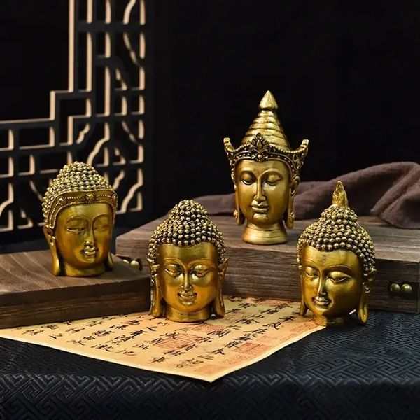 Statue de Bouddha d'or Buda sculptures résine intérieur Fengsui figurines India Thailand Bouddhisme Home Decor Art Crafts for Interior