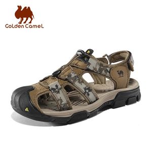Golden Camel Leather Mens Sandals Summer 2023 Luxury Brand Plateforme Sandal Beach Chaussures For Men Slippers Fashion Flip Flops 240415