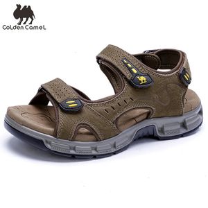 Gouden kameelheren zomer sandalen leer open teen wandel sandaal wandelen strandschoenen voor mannen water atletisch premium waterdicht 240403