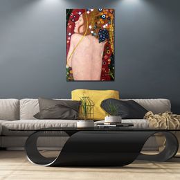 Gouden canvas kunst zeeslangen Iv (bescheiden - luxe lijn) Gustav Klimt schilderij handgemaakt kunstwerk luxe hotel decor