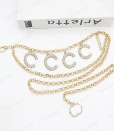 Golden Chains Belts for Women Designer Tailleband links Silver Taille Belt Luxury Letter Accessoires Girls Diamond Pearl Chain Ceint8751178