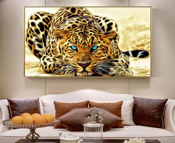 Affiches et imprimés de guépard doré, animaux modernes, images murales décoratives, peintures sur toile léopard pour salon, Cuadros Decor1527642