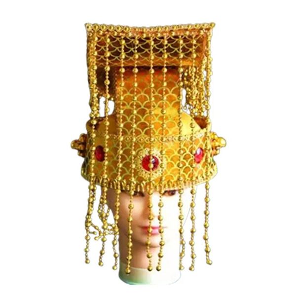 Sombrero emperador chino dorado para adultos Tang Han Dynasty Vintage The Jade Emperor of China Hats King Cosplay