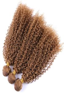 Gouden kleur afro kinky krullende synthetische haaruitbreiding 100 gpcs hoge temperatuur haarbundels 2206154779259