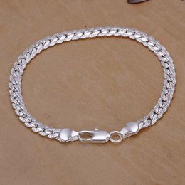 Bracelet en argent de couleur dorée bijoux de mode 5 mm plat 20 cm Bracelet de serpent bracelet bracelet bracelet pour bracelets de liaison masculine