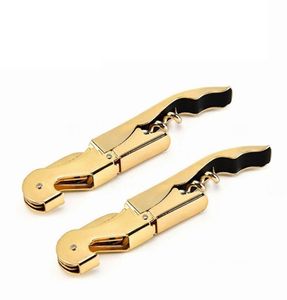 Gouden Kleur Wijn Kurkentrekker Rvs Flesopener Mes Pull Tap Dubbele Scharnierende Kurkentrekker Geschenken T2I527784772409