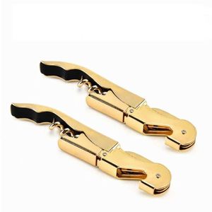 Sacacorchos de vino de color dorado Abrebotellas de acero inoxidable Cuchillo Tire del grifo Doble bisagra Regalos RRA161