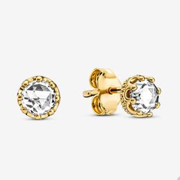 Golden Crown Stud -oorbellen voor Pandora 925 Sterling Silver Earring Set Designer sieraden voor vrouwelijke meisjes zussen cadeau goud oorrang met originele doos groothandel