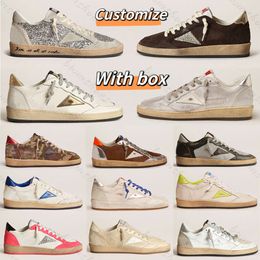 Golden Designer Casual Chaussures Femmes Super Star Brand New Release Ball Chaussure De Luxe Italie Baskets Sequin Classique Blanc Do Old Dirty Men Lace Up 35-46