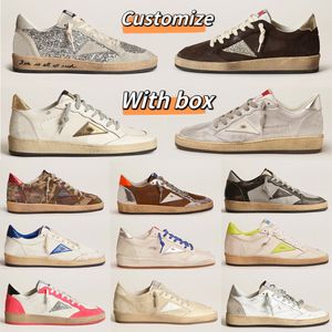 Golden Designer Casual Schoenen Vrouwen Super Star Gloednieuwe Release Ball Star Luxe Schoen Italië Sneakers Pailletten Klassieke Witte Doen Oude Vuile Mannen Sneakers Lace Up Schoenen 35-46