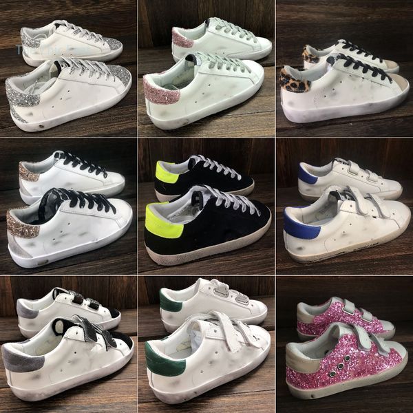 Chaussures concepteurs dorées old school cuir sneaker tendance italienne super star marque décontractée sequin classique blanc faire vieille chaussure décontractée sale