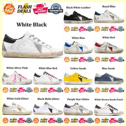 Diseñador Golden Women Shoes Super Star Brand Men Nuevo lanzamiento Italia Sneakers Sequin Classic White Do Old Dirty Casual Shoe Lace Up Woman 36-46