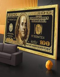 Golden Dollar Inspirational Canvas Art Affiches et imprimés Silver Money Toile Paintings on the Wall Art Picture for Living Room4423340