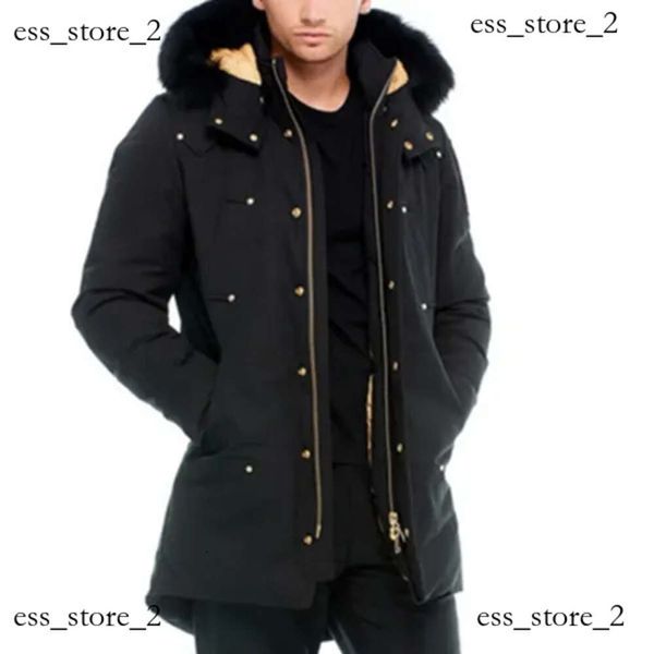 Golden Elk Logo Moose Knuckle Veste d'hiver canadienne de style long Stag Lake à capuche classique coupe-vent épais en fourrure noire et marron Parka Manteaux en duvet de canard blanc 647