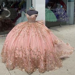 Robe De Quinceanera ornée d'or, douce, 16, avec des Appliques en dentelle, robes De Cocktail, robe De bal