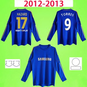 Chelsea 2012 2013 Retro Jerseys de fútbol Oro Manga Larga Peligro Vintage Torres Mata Lampard David Luiz Terry 12 13 Camisetas De Fútbol Classic Blue Home Ramires A.Cole