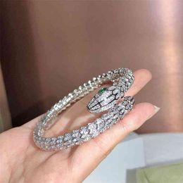 Bracelet serpent doré pour femmes, perceuse complète, personnalité, tendance, cadeau de fête dansante scintillante, 210918242e