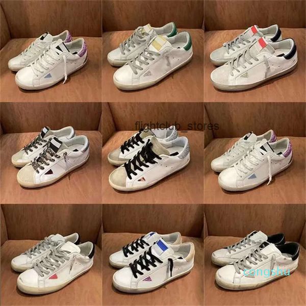 Golden Goodes Mujeres de lujo 2023 Italia Lanzamiento de estrella Zapatos Diseñador de marca Zapatillas de deporte casuales Super zapatos Nuevo Iuxury Lentejuelas Clásico Blanco Doold Hombre sucio Casual